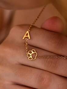 1pc Customized Letter Necklace, A-Z Initial Name Necklace For Girl, Stainless Steel Uppercase Letter Pendant Necklace, Personalized Mother's Day Gift - Multicolor 33 - View 8