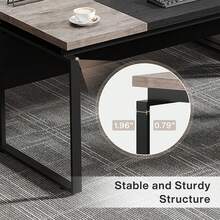 LITTLE TREE 63-Inch Home Office Desk, Writing Computer Table With Sturdy Legs - 灰色+黑色 - 查看 10