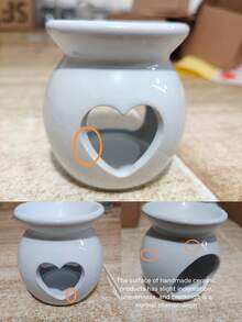 1pc Black & White Heart Ceramic Aroma Diffuser, Mini Fragrance Lamp For Indoor Home Use - White Love Heart - View 8