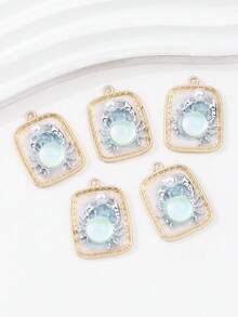 Set de 5 colgantes con diseño de medusa/cangrejo/estrella de mar, con estilo de pintura al óleo vintage con temática oceánica, combinando un estilo retro y de vacaciones, adecuado para hacer collares, pulseras, llaveros, encantos de bolso, accesorios de joyería para vacaciones en la playa