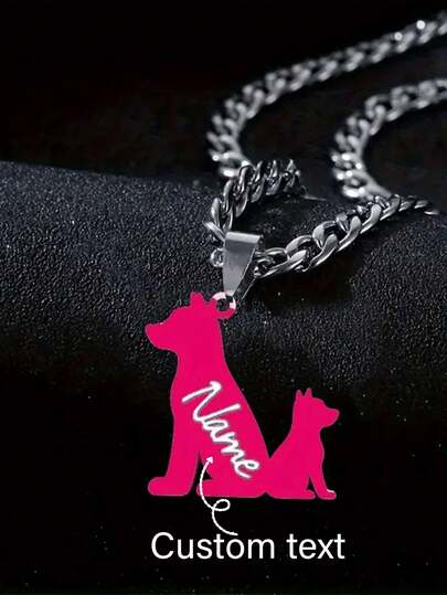 1pc Customized Acrylic Necklace - Dog Silhouette Pendant, Personalized Engraving, Bohemian Mixed Color Chain Jewelry, Suitable For Women, Anniversary, Graduation Gift Or Mother's Day, Exquisite Jewelry Gift For Friends, Family, Lover, Mother's Day, Valentine's Day, Birthday, Party, Christmas, Anniversary