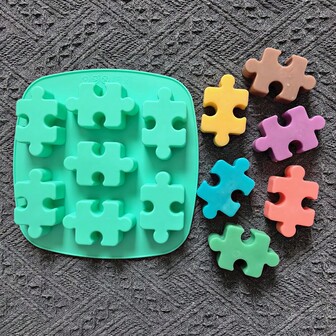 1pc 7-Cavity Puzzle Shape Silicone Ice Cube Tray Mold, DIY Chocolate Candy Summer Ice Cube Tray For Beer Beverages, Iced Drink Accessories