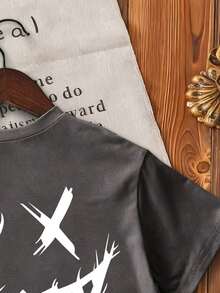 3pcs/Set Young Boys Graphic Print Short Sleeve T-Shirts - Dark Grey - View 7