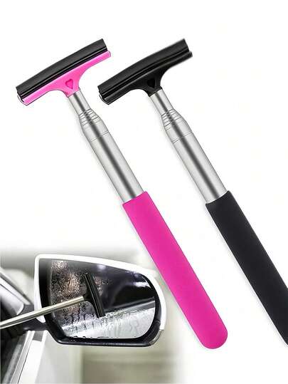 1pc Extendable Car Window Cleaning Sponge Brush - Portable Manual Rearview Mirror Squeegee, Non-Electric Ergonomic Design, Durable Bristles, Quick Cleaning, Car Cleaning Accessory