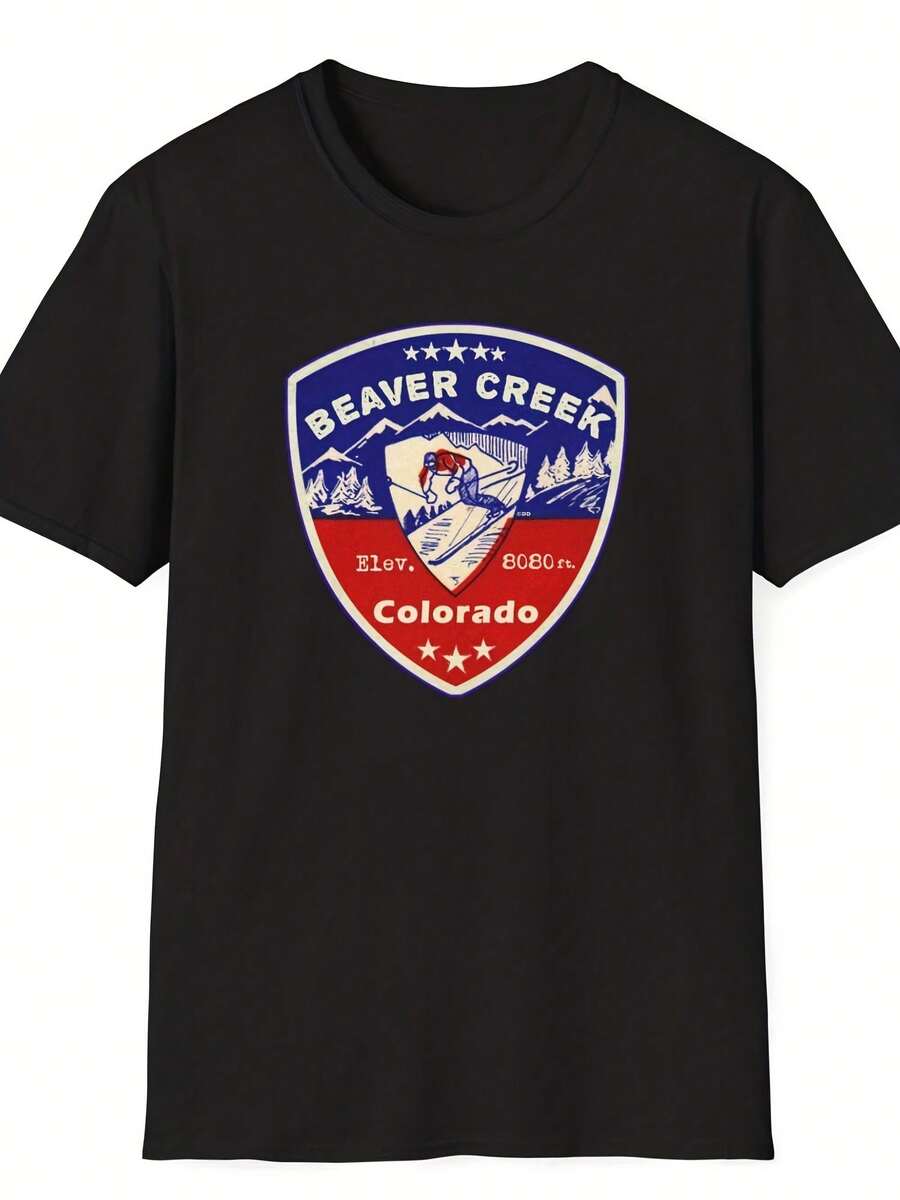 Beaver Creek Colorado Uni T-Shirt Gift Softstyle Ski Skng CO Souvenir,This Fun Printed Casual T-Shirt Is The Perfect Gift For Valentine's Day/Christmas - 款式2 - 查看 1