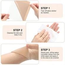 防水防汗纹身遮盖贴纸，可无缝隐形遮盖疤痕、纹身、胎记，透气亲肤低敏材质，可移除重复使用，适合日常使用、旅行、运动、户外活动、夏季活动，也是送给纹身爱好者的完美礼物。 - 彩色 - 查看 6