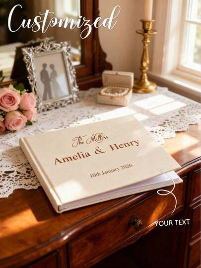 1pc Customized Wedding Guest Signature Book - Elegant Guest Book, Suitable For Weddings, Christening Parties, Weddings And Other Special Events - 100 Blank Pages For Wedding Sign-In And Photos - Home Decor - (Pink) Summer Birthday Gift, Beach Theme, Back To School, Graduation, School Supplies, Holiday & Daily Gift ,Forever Love