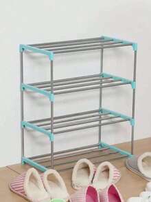 1 pieza Estantería apilable de 4 niveles para zapatos, ahorra espacio en la entrada, el pasillo y el armario, almacenamiento y organización conveniente de zapatos - Multicolor - Ver 7