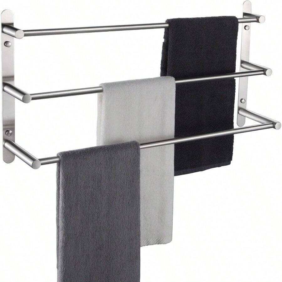 Bath Towel Bars Stainless Steel Bathroom 3Tiers Ladder Towel Rack Wall Mount Towels Shelves Brushed Nickel B5002BRL24 - Brushed - View 1