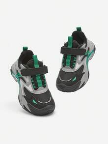 Balabala Kids Unisex Chunky Sneakers, 2025 Spring Autumn Outdoor Non-Slip - Black and Gray - View 4