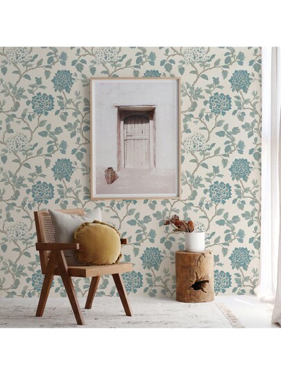 Roll Blauw Bloemen Self Adhesive Wallpaper, Vintage European Botanical Peel Stick Bohemian Aesthetic Home Sticker, Waterproof, Removable, Easy To Cut Install, Living Room, Bedroom, Fireplace, Kitchen, Entryway, Furniture Renovation Like Cabinets, Tables, Vanities, Dressers view 10