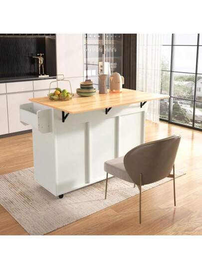 139x46(71)X91.5cm Dining Trolley/Sideboard, Black Body + Solid Wood Grain Worktop, Fold-Down Worktop, Storage Door, Casters, Replaceable Solid Wood Feet, Suitable For Dining Room, Kitchen. 139x46(71)X91.5cm Serving Trolley/Side Cabinet, Grey Solid Wood Veneer For The Body + White Marble Veneer Decoration For The Worktop, Cabinet/Fold-Down Worktop/Storage Doors/R view 5