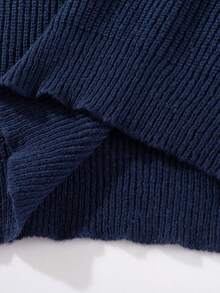 男士轻薄毛衣，时尚薄款针织套头衫，休闲美式风格，适合初秋/冬季穿着 - 藏蓝色 - 查看 5