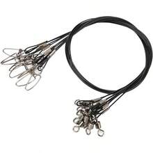 VGEBY Línea de Alambre de Pesca Correa Anti Mordida Línea de Pesca de Acero Líder de Alambre de Acero con Anzuelo Rodante - Negro - Ver 6