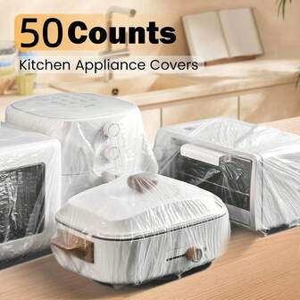 10/20/50Pieces ,90X90cm Transparent Small Appliance Dust Covers - Disposable Kitchen Appliance Covers, Thickened PE Material, Disposable Thickened Plastic Covers, Suitable For Air Fryers, Blenders, Coffee Makers, Pressure Cookers & Slow Cookers, Kitchen Storage Organizer, Kitchen Aid, Kitchen Accessories