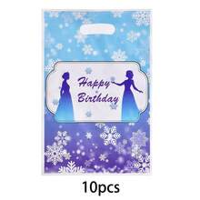 10/20/50个装冬季雪花生日礼物袋 冰雪奇缘主题生日派对礼品袋 蓝色和紫色雪花图案带提手糖果袋，适用于冰雪奇缘主题生日派对装饰、冬季仙境派对用品、冰雪公主派对礼品包装袋 - 藍色 - 查看 9