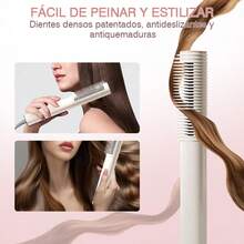 Cepillo Alisador de Pelo 3 en 1 – Alisa, Riza y Da Volumen | Calentamiento Rápido en 30 Segundos, 5 Niveles de Temperatura y Tecnología Cerámica Anti Frizz | Peina sin Daño, con Dientes 3D Antiquemaduras | Ideal para Uso Diario, Viajes o Regalo para Mujeres. - Blanco - Ver 5