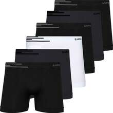 Kit Of 6 Lupo Men's Microfiber Seamless Boxer Briefs, Original Size 436 - Negro, gris y blanco - Ver 1