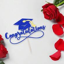 Congratulations 2025 Graduation Cake Topper,Congrats Grad Cake Decor - 2025 High Schoolsss/College/Senior Graduation Party Decorations Supplies (Dark Blue Gold){Inchcolor_nameinch:InchDarkBlueGoldinch} - 深藍色金色 - 查看 4