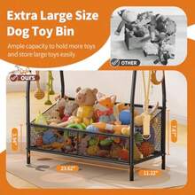 Full Metal Dog Toy Basket 23.6x11.2x7.9 Large Dogs Toy Bin With Storage Organizer Chew-Resistant Toy Box For Dog Stuff Accessories Pet Toy Storage Holder For Cat Dogs Essential Supplies In Living Room Bedroom Or Entryway - Black - View 2