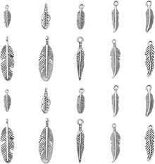 dijes de plumas tibetanas de plata envejecida, diseño de alas de ángel, para manualidades, pulseras, collares, joyería - 1 - Ver 1