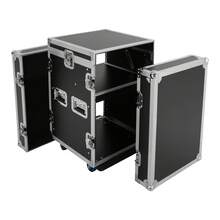 CNCEST 10U PA DJ Rack/Road Case, AV Rack Case With Wheels, DJ Work Table And Casters, Slant Mixer Top With Spring Handle For Storing Electronic Equipment Such As Amplifiers, Mixers, Microphones, Sequencers Etc - Black - View 9