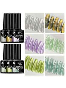6pcs/Set Cat Eye Magnetic Gel Kit, Polish Uv Gel Enamel Poly Gel With Beautiful Cat Eye Effect Nails - Multicolor - View 11