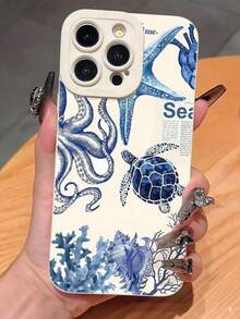 Ocean Minimalist Personalized Premium Whale, Shark, Devilfish, Seahorse, Wave Print Black Eye Full Coverage Anti-Drop Anti-Fingerprint Phone Case, Compatible With IPhone 16/16Pro/16Plus/15/15ProMax/15Pro/11/12/13/14ProMax/11Pro/11ProMax/12Pro/12ProMax/13Pro/13ProMax/14Pro/14ProMax, Soft Case, High-End Creative Design Waterproof Shockproof Scratch ResistantSuitable For IPhone 17 Air - trắng - Xem 7