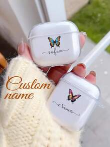 1个可定制文字耳机保护套，TPU软壳个性化耳机保护套，兼容苹果耳机1/2/3/4/Pro/Pro2，时尚、多彩、简约、可爱、可定制、个性化，送给男友的独特礼物 - 無色 - 查看 1