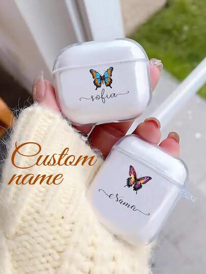 1pc Customizable Text Earphone Case, TPU Soft Personalized Earphone Protective Cover, Compatible With Apple Earphones 1/2/3/4/Pro/Pro2, Fashionable, Colorful, Minimalist, Kawaii, Customizable, Personalized, Unique Gift For Boyfriend