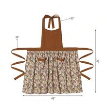 Cute Floral Aprons For Women With Pockets,Cotton Adjustable Neck Strap Apron For Kitchen CooFKing BaFKing Gardening{Inchsize_nameinch:InchMediuminch,Inchcolor_nameinch:InchBrowninch} - màu nâu - Xem 6