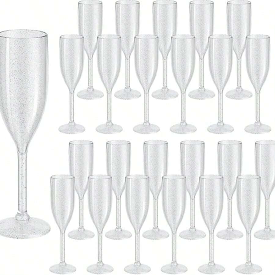 Amber Plastic Champagne Flutes Set Of 48, Plastic Champagne Glasses For Wedding,Reusable Acrylic Goblets For Parties Christmas Bar Anniversary Event Drinks - Sáng bóng và trong suốt - Xem 1