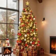 1.8 m Verde Árbol de Navidad Artificial Iluminado con Luces Cálidas Ramas Gruesas de PE y PVC Resistente al Fuego para Decoración de Casa Oficina Fiesta - Verde - Ver 8