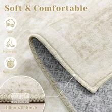 8x10 Area Rugs Living Room: Washable Large Vintage Floral Rug Low Pile Non - Slip Boho Carpet Bedroom Dining Home Office Beige, 8'x10' - Màu be + 5' x 7' (Hình chữ nhật) - Xem 4