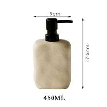 450毫升侘寂风格陶瓷挤压瓶，简约乳液瓶，浴室皂液器，洗发水瓶，润肤露瓶，护发素瓶，北欧浴室配件 - 摩卡棕 - 查看 11
