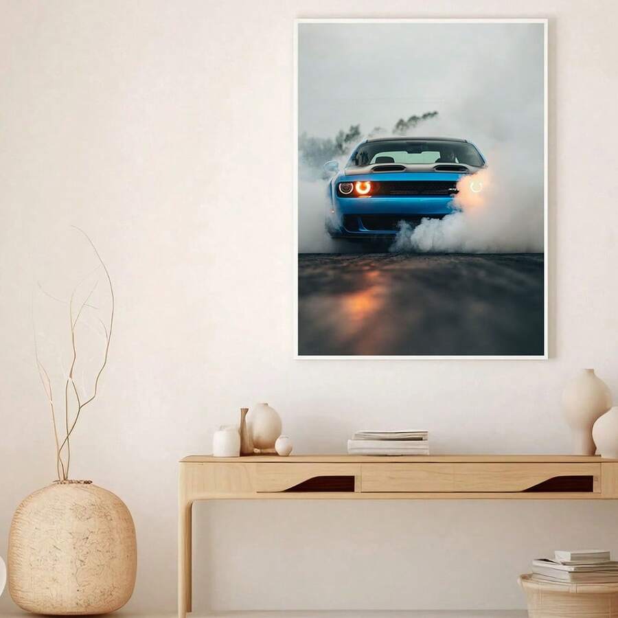 1pc Racing Car Posters Super Handsome Photos Car Canvas Painting Challenger Wall Art Aesthetic Cool Living Room Decoration Posters Canvas Painting Wall Arts Room Home Decoration Unframed - Multicolor - View 1