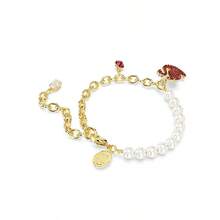 Swarovski 施華洛世奇 SWAN 紅天鵝仿珍珠手鍊女手鐲手鍊女生日禮物送母親送女友送愛人聖誕禮物新年禮物生日禮物開學禮物結婚禮物 - 紅色 - 查看 5