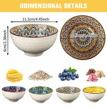 6 Colourful 10oz Ceramic Bowls With Gift Box | Small Dessert & Snack Bowls For Ice Cream, Cereal, Soup | Fun Kitchenware & Dining Accessories - Green - View 2