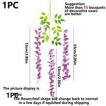 6/80pcs Artificial Wisteria Flower Garland, Silk Wisteria Flower Wreath, Wisteria Vine, Suitable For Wedding, Garden, Wall Decor - Purple - View 2
