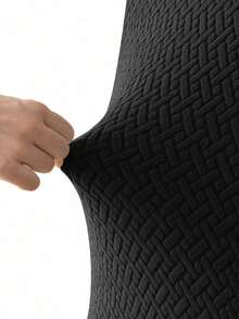 2pcs Abstract Grid Pattern Sofa Armrest Covers, Practical & Durable, Universal Type, Short Fixed Armrest Sleeve, Side Cover - Black - View 4