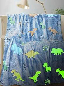 40" X 60" Children's Glow-In-The-Dark Dinosaur Blanket, Toddler Blanket, Boys' Blanket, Dinosaur Themed Gift, Soft Fleece Blanket, Birthday Gift