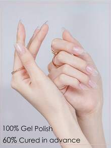 Adesivos de gel semi-curados para unhas | Adesivos de gel para unhas que requerem lâmpada UV | Qualidade profissional, fáceis de aplicar e remover (cor sólida transparente) - Multicolorido - Ver 4