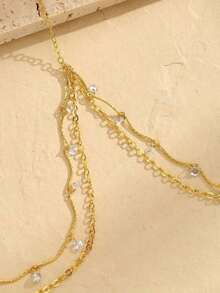 1pc Backless Body Pendant Necklace, Women's Fashion Jewelry Waist Chain Bikini Accessory Beach - Gold - 查看 2