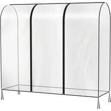 Syeeiex 6ft Transparent Clothes Rail Cover Strong Zipped 182cm Hanging Coat Large Protective Garment Cover For Clothes Rack - 6 pies (182 x 152 x 50 cm) - Ver 7