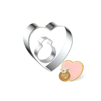 Juego de cortadores de galletas con forma de corazón de acero inoxidable de 4.8-2.7 pulgadas, decoración para bodas, adecuado para el Día de San Valentín, vacaciones de invierno