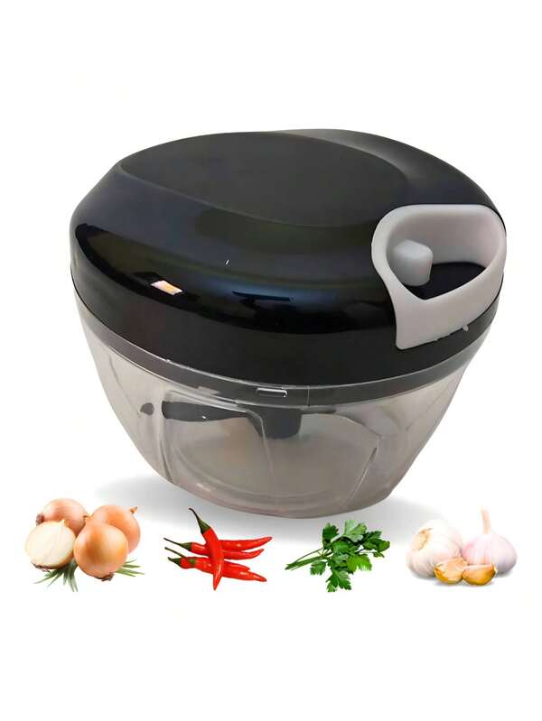 Processador E Triturador De Alimento Manual Com 2 Lâminas 170ml Preto