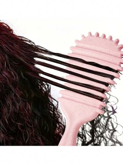 1pc Curl Defining Hair Brush With Fine Teeth & Non-Slip Grip - Heavy-Duty Bristles & Handle For Women & Men, Curl Enhancing Brush For Wet/Dry Hair, Sensitive Scalp , Curl Defining Brush For Curly/Wavy/Coily Hair Types (Pink/Black) - Ideal For Dreadlock & Braid Styles, Plastic/Nylon Bristles, Fine Teeth For Precise Shaping, Perfect For Wet/Dry Hair Use