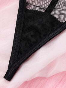 Sexy Dessous Damen BH Blau Slim Fit Urlaubs Party Wilde Mesh Camisole BH Set mit 2 Teilen - Schwarz - Übersicht 10