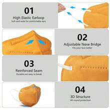 KN95 Face Mask 50 PCS Breathable Protection Masks Individually Wrapped 5-Ply KN95 Black Masks Cup Dust Safety Masks - Tangerine - View 3