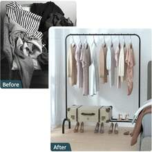 Black Metal Clothes Rail - Garment Rack With Bottom Shoe Rack Storage Shelf For Coats Skirts Sweaters Steel - Default - View 7